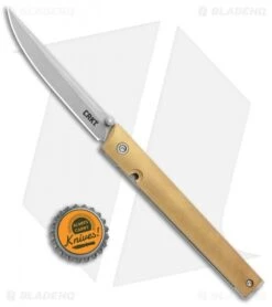 CRKT CEO Liner Lock Blade HQ Exclusive Knife Brass (3.1" Stonewash D2) -Cutting Edge Cutlery Knives Store CRKT Brass CEO LL SW BHQ 113999 jr bottlecap