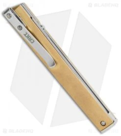 CRKT CEO Liner Lock Blade HQ Exclusive Knife Brass (3.1" Stonewash D2) -Cutting Edge Cutlery Knives Store CRKT Brass CEO LL SW BHQ 113999 jr side