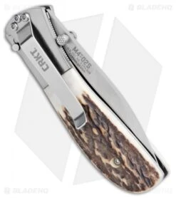 CRKT Carson M4-02 Stag Spring Assisted Knife (3.25" Satin) M4-02S -Cutting Edge Cutlery Knives Store CRKT Carson M4 02S Stag SA Satin BHQ 7036 jr side