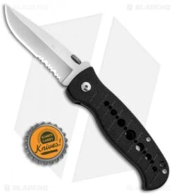 CRKT Crawford Falcon Liner Lock Knife Black Zytel (3" Satin Serr) 6242 -Cutting Edge Cutlery Knives Store CRKT Crawford Falcon LL Black Zytel Satin Serr 6242 BHQ 87729 jr bottlecap