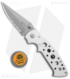CRKT Crawford Kasper Professional Liner Lock Knife Silver (3.75" Gray Serr) 7728 -Cutting Edge Cutlery Knives Store CRKT Crawford Kasper Professional LL Silver Gray Serr 7728 BHQ 75702 jr bottlecap