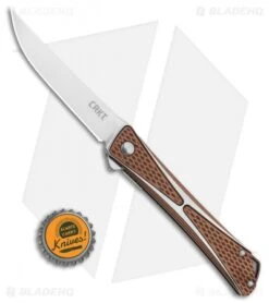 CRKT Crossbones Liner Lock Knife Bronze Aluminum (3.5" Satin) 7530B -Cutting Edge Cutlery Knives Store CRKT CrossboneS Liner Lock Knife Bronze 3.5in Satin 7530B BHQ 113910 LS Bottlecap