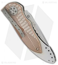 CRKT Elishewitz E-Lock Folding Knife Bronze (3.9" Satin Serr) 7333 -Cutting Edge Cutlery Knives Store CRKT Elishewitz E Lock bronze satin serr 7333 BHQ 0477 er side