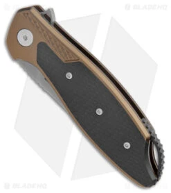 CRKT Ken Onion Jake Liner Lock Knife Bronze Aluminum (3.32" Bead Blast) -Cutting Edge Cutlery Knives Store CRKT Ken Onion Jake LL Bronze Aluminum BB BHQ 178669 jr spine