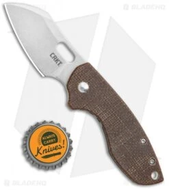 CRKT Pilar Frame Lock Knife Brown Linen Micarta BHQ Exclusive (2.4" Stonewash) -Cutting Edge Cutlery Knives Store CRKT Pilar FL Linen Micarta SW BHQ 113630 jr bottlecap