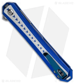 CRKT Stickler Liner Lock Assisted Flipper Knife Blue Aluminum (3.4" Satin) -Cutting Edge Cutlery Knives Store CRKT Stickler LL Assisted Flipper Knife Blue Aluminum 2in Satin BHQ 145866 td side