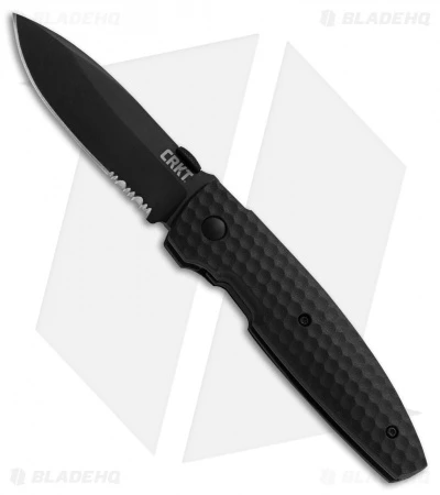 CRKT Lucas Burnley Aux Liner Lock Folding Knife Black (3.25" Black Serr)1221K 3 CRKT Lucas Burnley Aux Liner Lock Folding Knife Black (3.25" Black Serr)1221K