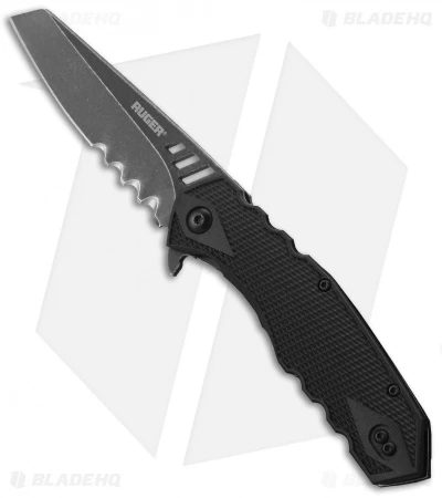 CRKT Ruger Knives Follow-Through Flipper Knife (3.75" Black SW Serr) R1705K 3 CRKT Ruger Knives Follow-Through Flipper Knife (3.75" Black SW Serr) R1705K