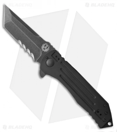 CRKT Ruger Knives 2-Stage Tanto Flipper Knife (4" Black SW Serr) R2102K 3 CRKT Ruger Knives 2-Stage Tanto Flipper Knife (4" Black SW Serr) R2102K